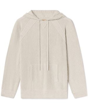 Weston Jon Boucher Dune Ottoman Knit Luxury Hoodie With Silk & Wool - White