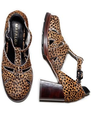 Mafalda Maite Animal Print Heeled Sandals - Brown