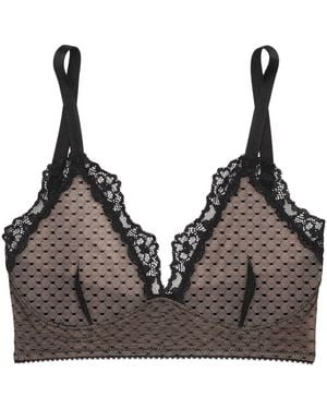 Verdant Intimates Dot Mesh Longline Bra - Brown
