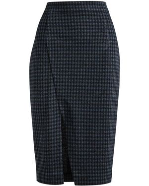 Conquista Check Pencil Skirt - Blue