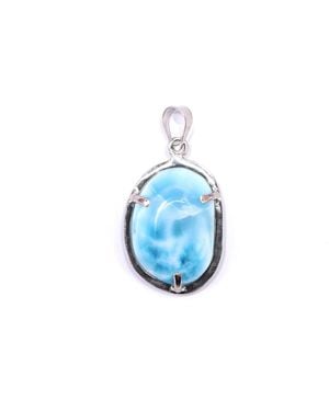 Mineralgems•Studio Larimar Pendant With Sterling Chain - Blue