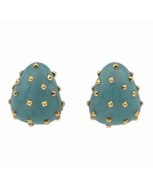 Michael Nash Jewelry Maristella Aqua Studded Resin Pierced Hoop Earrings - Blue