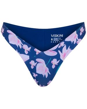 Veroni Swim Lunar Petal V-Cut Bikini Bottom - Blue