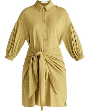 Paisie Linen Blend Shirt Dress - Yellow