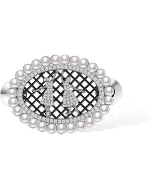 Retro Chic Ballet Brooch - White