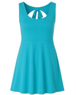 Conquista Bow Detail Skater Dress - Blue