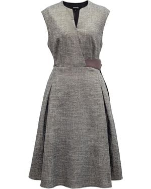 Smart and Joy Trapeze Dress With Cross -Effect - Gray