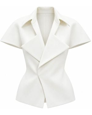 Elamins Exaggerated Lapel Top - White