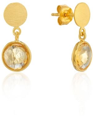 Auree Salina Citrine & Vermeil Disc Earrings - Metallic