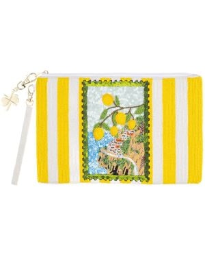 Laines London Summer Lemon Grove Hand Beaded Clutch - Yellow
