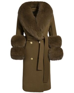Hortons England Neutrals Belgravia Cashmere Coat Fur - Green