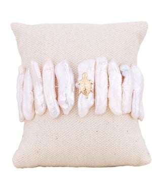 Oana Savu Filled Fine Pearls Bracelet Sea Turtle Charm - Pink