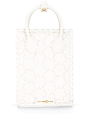 Orange Cube Quilted Impressions Mini Tote Bag - White