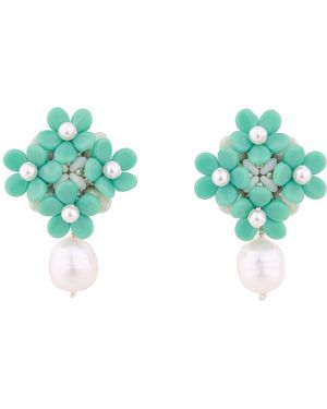 Oana Savu Freshwater Baroque Pearl Earrings Ear Studs - Green