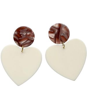 CLOSET REHAB Neutrals Xl Heart Earrings - Brown