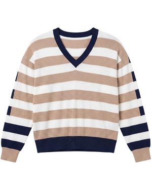 Brodie Cashmere Mesh Stripe V - Blue