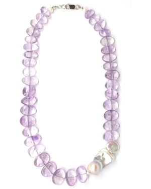 Shar Oke Brazilian Amethyst & Freshwater Pearls Necklace - Pink