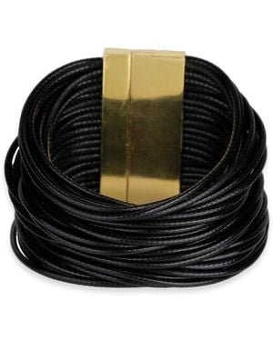 Saachi Metallic Multi Strand Leather Cord Bracelet - Black
