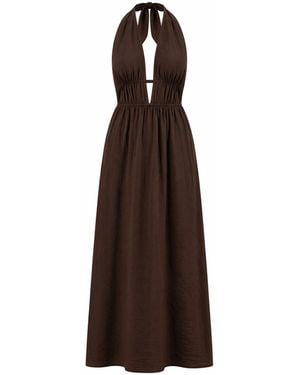 Curated Row Lea Halter Midi Dress - Brown