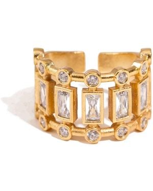 Ebru Jewelry Radiant Majesty Diamond Adjustable Cuff Ring - Metallic