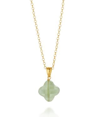 Nellou Jewellery Aventurine Gem Clover Necklace Plated Sterling - Metallic
