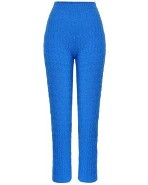 Ccy Currency Mohair Zigzag Knitted Trousers - Blue