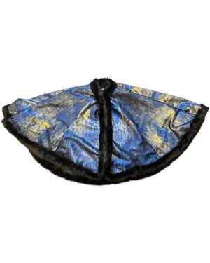 Suki Wang London Wool Silk Poncho Cape - Blue