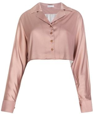 Circular Path Crop Dolman Shirt -Taupe - Pink
