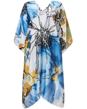 James Lakeland Floral Sketch Kaftan - Blue