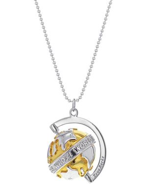 True Rocks 2 Tone Sterling Silver & 18kt Gold Plated Small Spinning Globe - Metallic