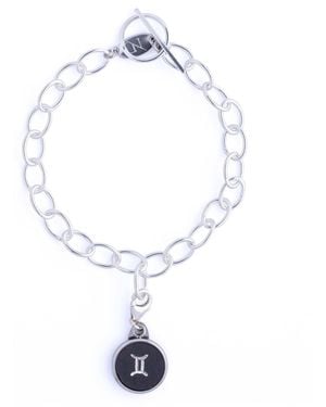 N'damus London Gemini Zodiac Sterling & Leather Curb Bracelet - Blue