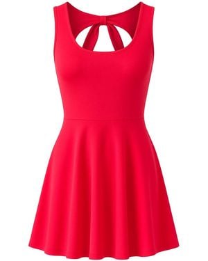 Conquista Bow Detail Skater Dress - Red