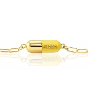 Kris Nations Chill Pill Enamel Bracelet Gold Filled & Sunshine Yellow Enamel