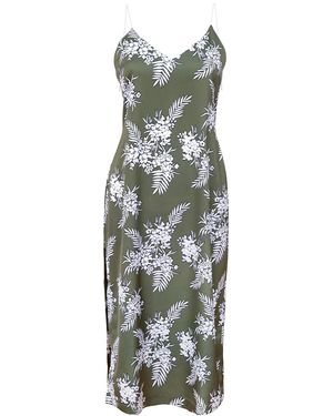 blonde gone rogue Floral Backless Midi Slip Dress, Upcycled Polyester - Green