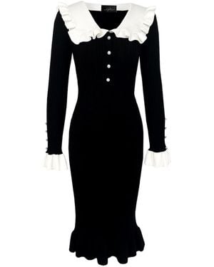 Chanel Joan Elkayam Ruffled Detailed Knitted Dress - Black