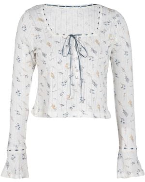 Rose & Nancy Ella Jersey Square Neck Top - White