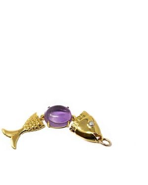 NASI SILVER Swimming Fish Neshama Pendant- Amethyst & Freshwater Pearl - Purple