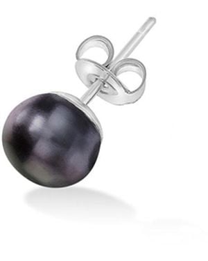 Dower & Hall Single Peacock Freshwater Luna Pearl Stud - Black