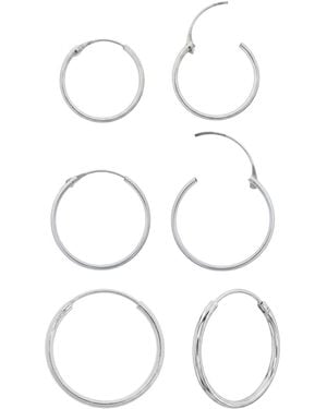 Spero London Sterling Essential Hoop Earrings Set - White