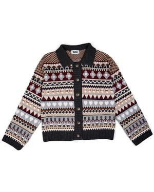 Gigi Knitwear Bee Garden Cardigan Multi - Brown