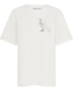 Sour Figs Standing Dove Print T-Shirt - White