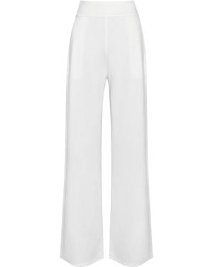 Miss Circle New York Never Enough Stretch Crepe Wide Leg Pants - White