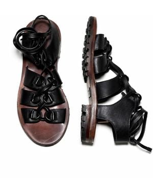 Mafalda Camelia Lace-Up Sandals - Black