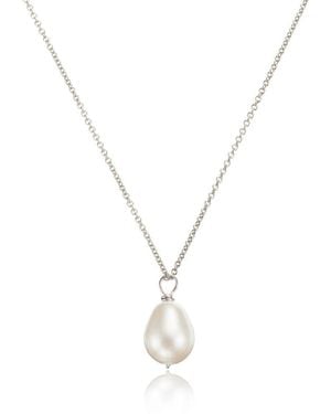 Lily & Roo Sterling Large Single Pearl Necklace - Metallic