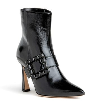 Beautiisoles by Robyn Shreiber Made in Italy Tammi Patent Leather Comfortable Ankle Bootie Valentine Evening Party - Black