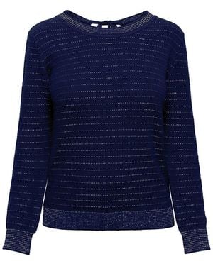 Rumour London Lulu Tie-Back Cotton & Modal Jumper With Metallic Stripe - Blue