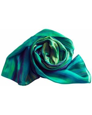 Silk and Bears Emerald & Brushstroke Silk Scarf – Hand-Dyed Mulberry Silk Shawl, Evening Wrap - Green