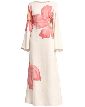 Tantra Spain Sl Long Floral Dress With Square Neckline And Straps - Pink