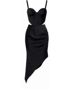 AVENUE No.29 Cut-Out Wool Corset Dress - Black