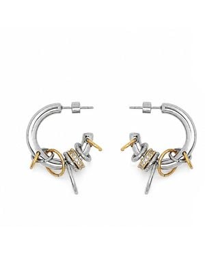 Kirei Node Steel Two-Tone Pavé Hoop Earrings - Metallic